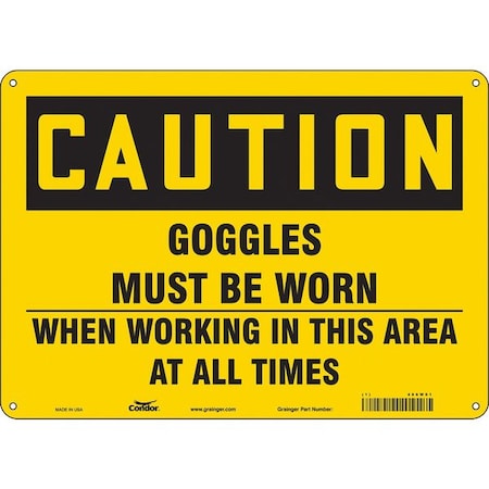Safety Sign, 10 in Height, 14 in Width, Polyethylene, Horizontal Rectangle, English, 466W01 MPN:466W01