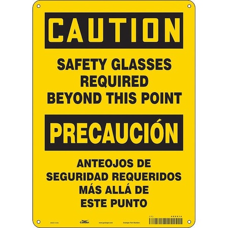 Safety Sign, 14 in Height, 10 in Width, Polyethylene, Vertical Rectangle, English, Spanish, 466X14 MPN:466X14
