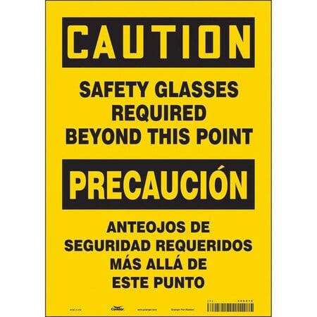 Safety Sign, 14 in Height, 10 in Width, Vinyl, Vertical Rectangle, English, Spanish, 466X16 MPN:466X16