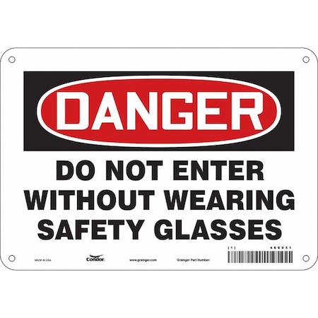 Safety Sign, 7 in Height, 10 in Width, Polyethylene, Vertical Rectangle, English, 466X51 MPN:466X51