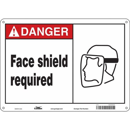 Safety Sign, 10 in Height, 14 in Width, Polyethylene, Horizontal Rectangle, English, 466X93 MPN:466X93