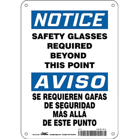 Safety Sign, 10 in Height, 7 in Width, Aluminum, Horizontal Rectangle, English, Spanish, 466Z63 MPN:466Z63