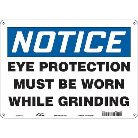 Safety Sign, 10 in Height, 14 in Width, Aluminum, Horizontal Rectangle, English, 466Z77 MPN:466Z77