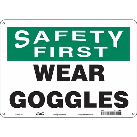 Safety Sign, 10 in Height, 14 in Width, Aluminum, Horizontal Rectangle, English, 467A49 MPN:467A49