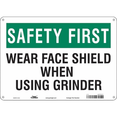 Safety Sign, 10 in Height, 14 in Width, Aluminum, Horizontal Rectangle, English, 467C31 MPN:467C31