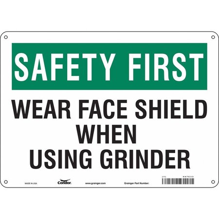 Safety Sign, 10 in Height, 14 in Width, Polyethylene, Horizontal Rectangle, English, 467C33 MPN:467C33