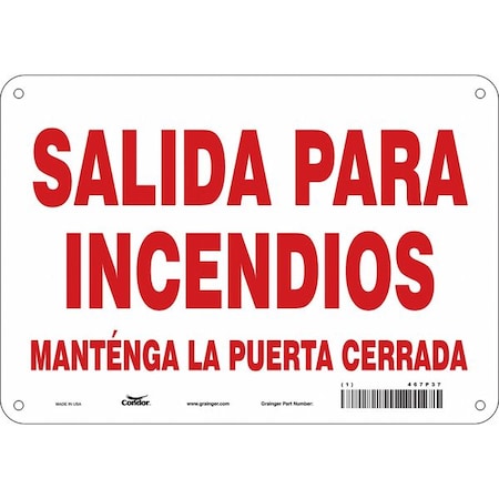 Safety Sign Emergency Exit, Polyethylene, 10 in W, 7 in H, White MPN:467P37