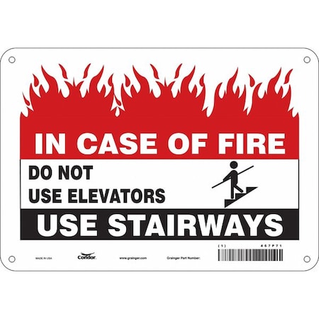 Safety Sign Emergency Exit, Polyethylene, 10 in W, 7 in H, Black, White MPN:467P71