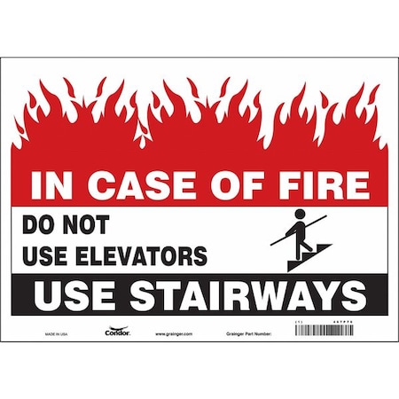 Safety Sign Emergency Exit, Vinyl, 14 in W, 10 in H, Black, White MPN:467P76