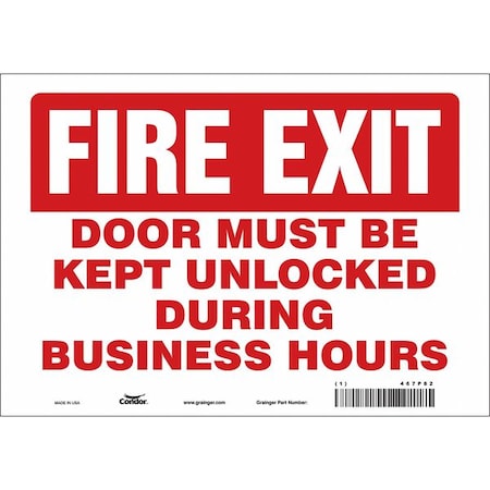 Safety Sign Emergency Exit, Vinyl, 10 in W, 7 in H, White MPN:467P82