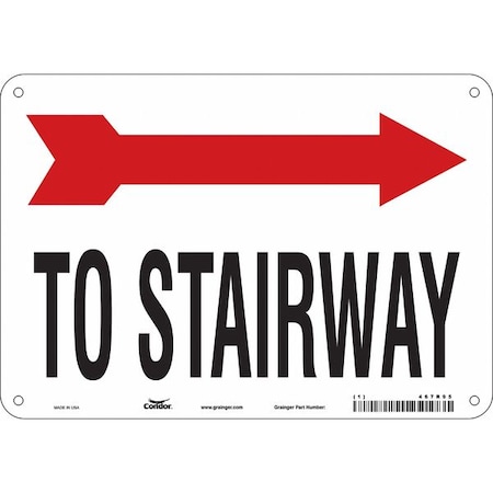 TO STAIRWAY W/SYMBOL, 10 in W x 7 in H, Vertical Rectangle, Aluminum, 467R95 MPN:467R95
