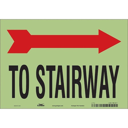 TO STAIRWAY W/SYMBOL, 10 in W x 7 in H, Vertical Rectangle, Glow Vinyl, 467R97 MPN:467R97
