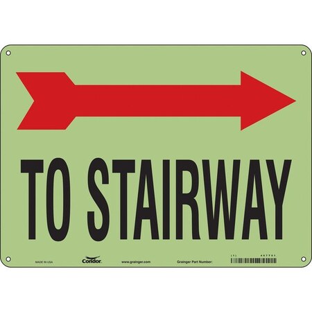 TO STAIRWAY W/SYMBOL, 14 in W x 10 in H, Horizontal Rectangle, Polyethylene, 467T01 MPN:467T01