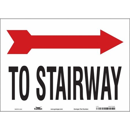 TO STAIRWAY W/SYMBOL, 14 in W x 10 in H, Horizontal Rectangle, Vinyl, 467T05 MPN:467T05