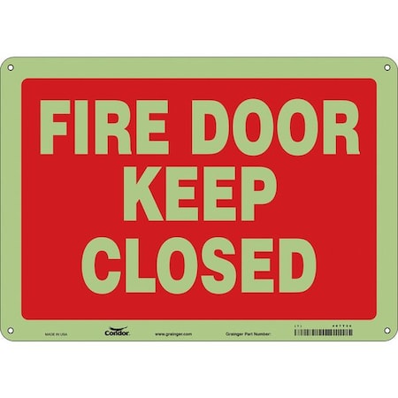 Safety Sign Emergency Exit, Polyethylene, 14 in W, 10 in H, FIRE DOOR KEEP CLOSED, Red, White MPN:467T26