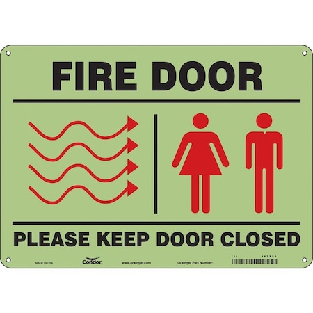 Safety Sign Emergency Exit, Glow Vinyl, 14 in W, 10 in H, White MPN:467T50