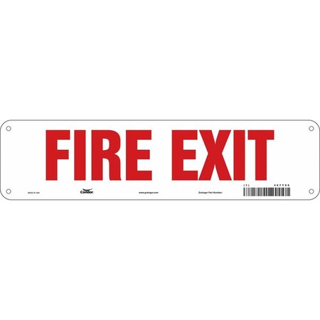 Safety Sign Emergency Exit, Aluminum, 14 in W, 3 1/2 in H, FIRE EXIT, White MPN:467T88