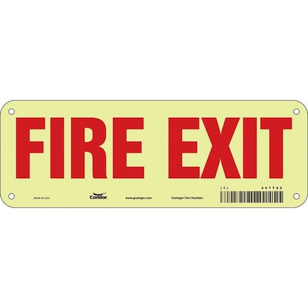 Safety Sign Emergency Exit, Polyethylene, 10 in W, 3 1/2 in H, FIRE EXIT, White MPN:467T92