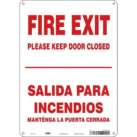 Safety Sign Emergency Exit, Aluminum, 10 in W, 14 in H, Black, White MPN:467U29