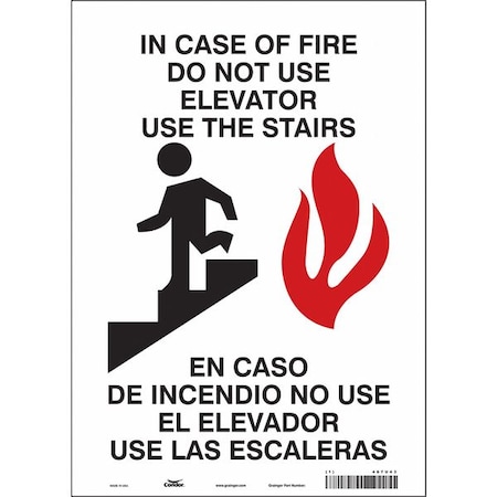 Safety Sign Emergency Exit, Vinyl, 10 in W, 14 in H, White MPN:467U43