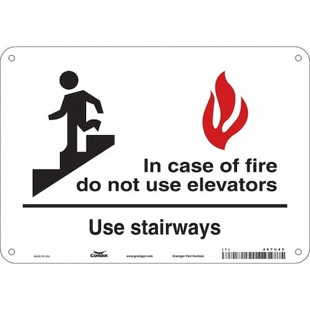 Safety Sign Emergency Exit, Aluminum, 10 in W, 7 in H, White MPN:467U45
