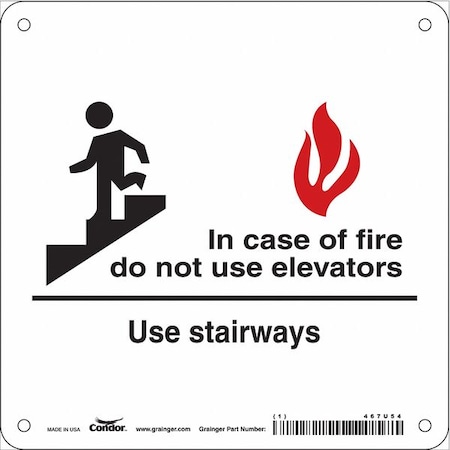 Safety Sign Emergency Exit, Polyethylene, 7 in W, 7 in H, White MPN:467U54