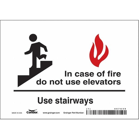 Safety Sign Emergency Exit, Vinyl, 7 in W, 5 in H, White MPN:467U59
