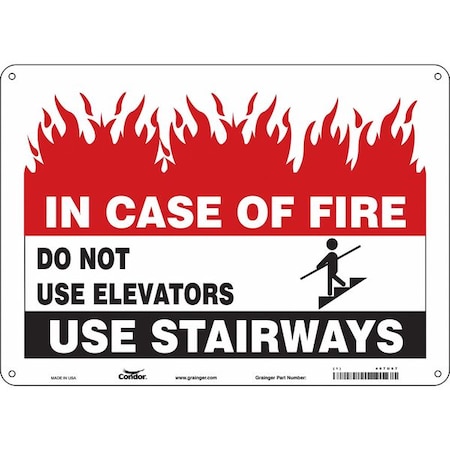 Safety Sign Emergency Exit, Aluminum, 14 in W, 10 in H, White MPN:467U67