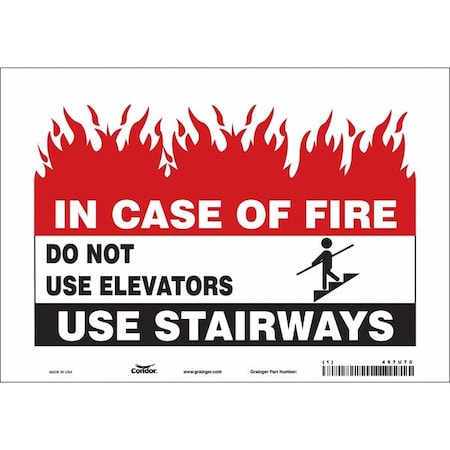 Safety Sign Emergency Exit, Vinyl, 10 in W, 7 in H, White MPN:467U70
