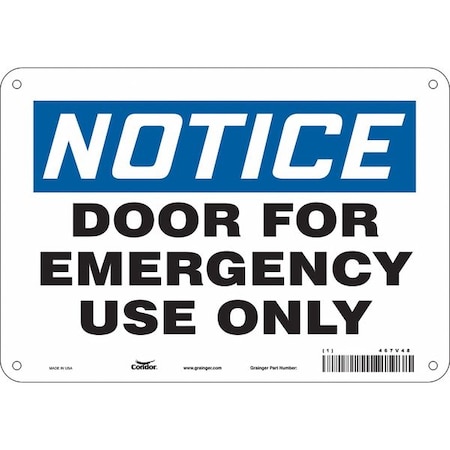 Safety Sign Emergency Exit, 7 in H, 10 in W, Aluminum, Vertical Rectangle, English, 467V48 MPN:467V48
