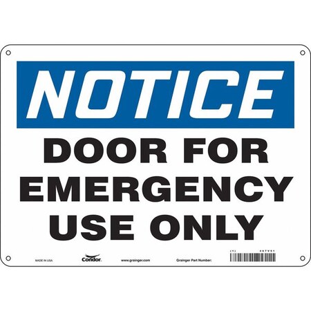 Safety Sign Emergency Exit, 10 in H, 14 in W, Polyethylene, Horizontal Rectangle, English, 467V51 MPN:467V51
