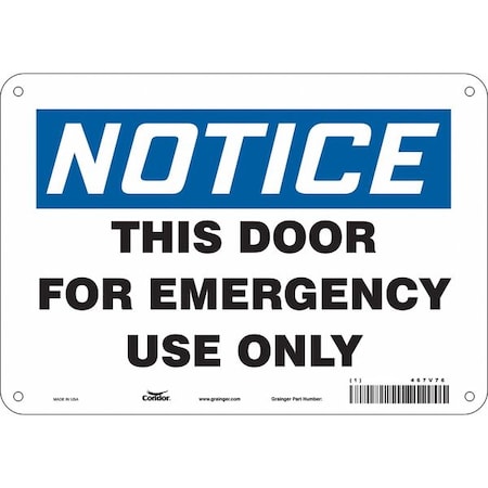 Safety Sign Emergency Exit, 7 in H, 10 in W, Polyethylene, Vertical Rectangle, English, 467V76 MPN:467V76