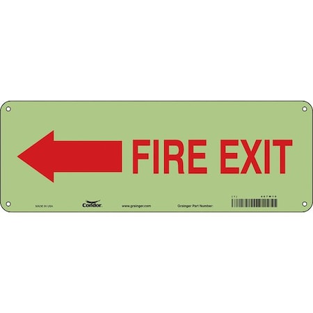 Safety Sign Emergency Exit, Polyethylene, 14 in W, 5 in H, FIRE EXIT W/SYMBOL, White MPN:467W10
