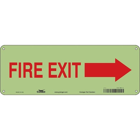 Safety Sign Emergency Exit, Polyethylene, 14 in W, 5 in H, FIRE EXIT W/SYMBOL, White MPN:467W11