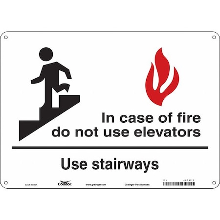 Safety Sign Emergency Exit, Fiberglass, 14 in W, 10 in H, White MPN:467W12