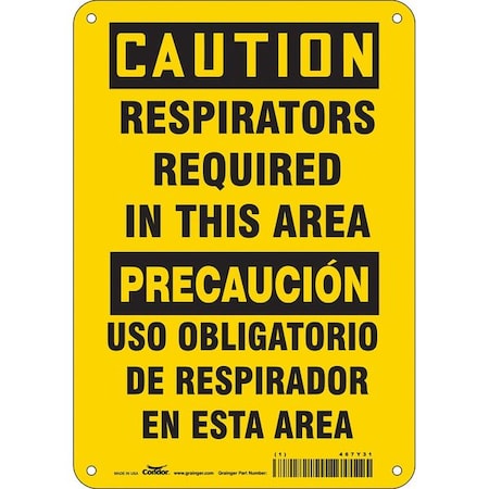 Safety Sign, 10 in Height, 7 in Width, Aluminum, Horizontal Rectangle, English, Spanish, 467Y31 MPN:467Y31