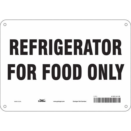 Refrigerator For Food Only, 10 in W x 7 in H, Vertical Rectangle, Aluminum, 468J46 MPN:468J46
