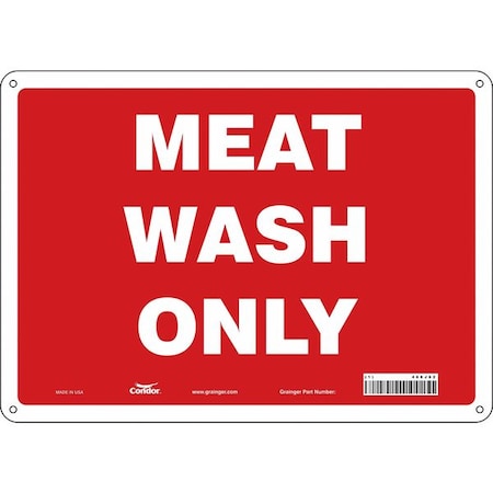 Meat Wash Only, 14 in W x 10 in H, Horizontal Rectangle, Aluminum, 468J62 MPN:468J62