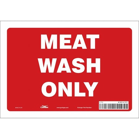 Meat Wash Only, 10 in W x 7 in H, Vertical Rectangle, Vinyl, 468J65 MPN:468J65