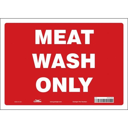 Meat Wash Only, 14 in W x 10 in H, Horizontal Rectangle, Vinyl, 468J66 MPN:468J66