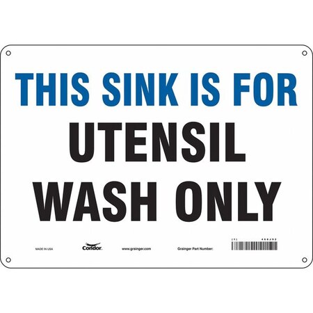 This Sink Is For Utensil Wash Only, 14 in W x 10 in H, Horizontal Rectangle, Aluminum, 468J92 MPN:468J92