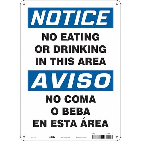 Notice/Aviso, No Eating Or Drinking In This Area/No Coma O Beba En Esta Area, 10 in x 14 in, 468K47 MPN:468K47