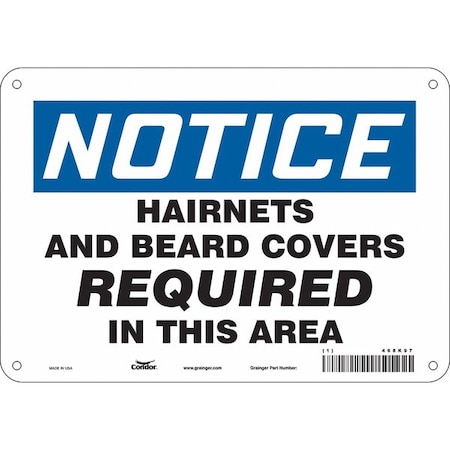 Safety Sign, 7 in Height, 10 in Width, Aluminum, Vertical Rectangle, English, 468K97 MPN:468K97