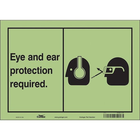 Safety Sign, 10 in Height, 14 in Width, Glow Vinyl, Horizontal Rectangle, English MPN:468L32