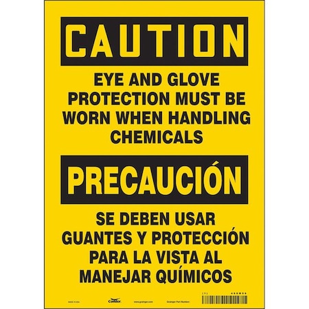 Safety Sign, 14 in Height, 10 in Width, Vinyl, Vertical Rectangle, English, Spanish, 468M96 MPN:468M96