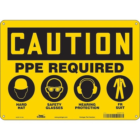 Safety Sign, 10 in Height, 14 in Width, Polyethylene, Horizontal Rectangle, English, 468P10 MPN:468P10