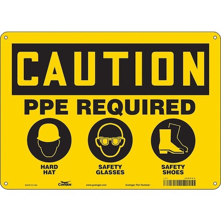 Safety Sign, 10 in Height, 14 in Width, Aluminum, Horizontal Rectangle, English, 468P24 MPN:468P24