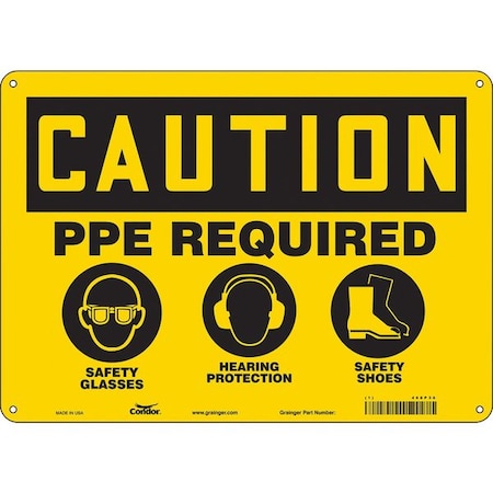 Safety Sign, 10 in Height, 14 in Width, Aluminum, Horizontal Rectangle, English, 468P36 MPN:468P36