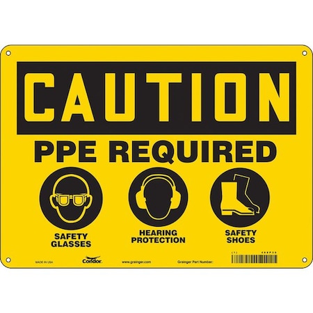 Safety Sign, 10 in Height, 14 in Width, Polyethylene, Horizontal Rectangle, English, 468P38 MPN:468P38