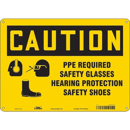 Safety Sign, 10 in Height, 14 in Width, Polyethylene, Horizontal Rectangle, English, 468P43 MPN:468P43